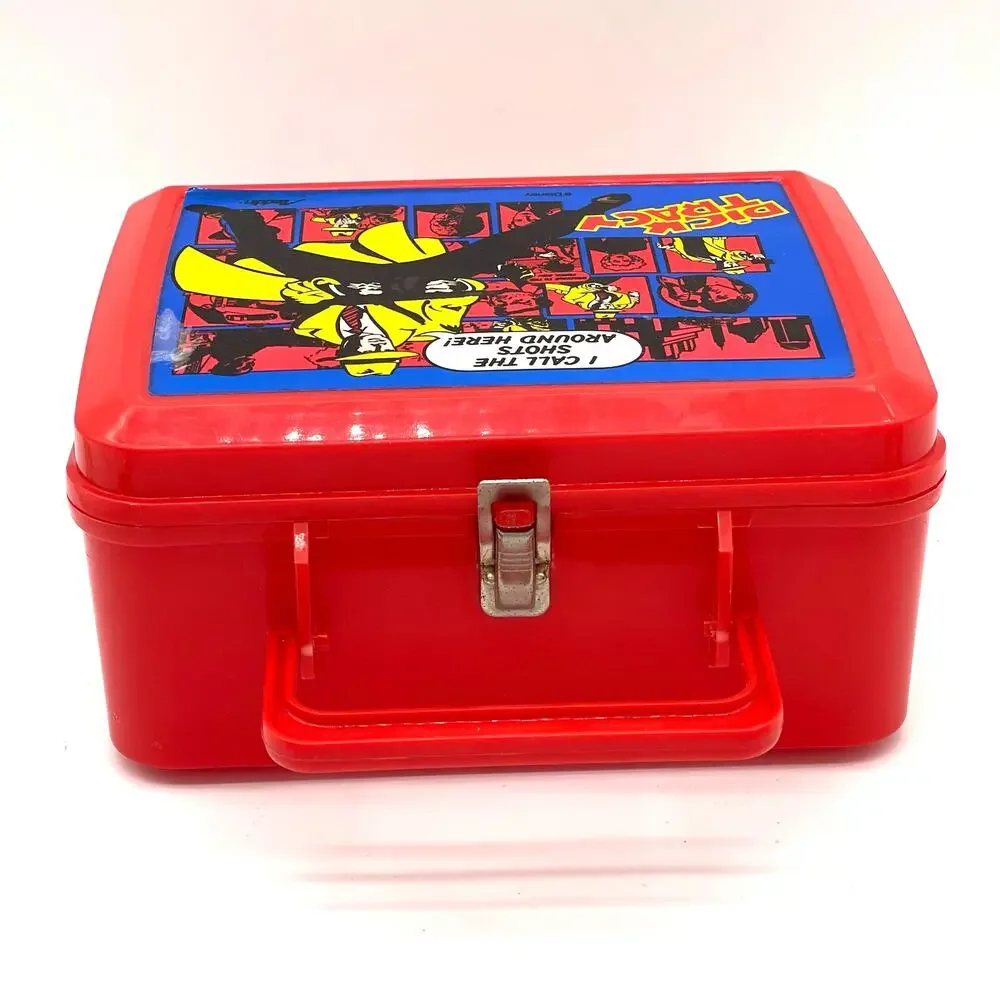 Dick Tracy Lunchbox Thermos Aladdin Disney Brand Red Vintage 1990